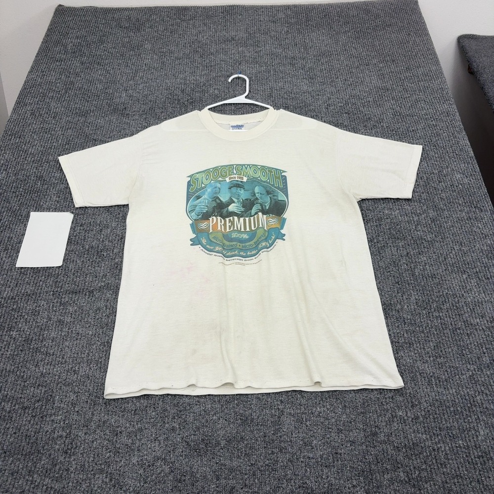 Vintage The Three Stooges Gildan T-Shirt Mens L White Cotton Blend Graphic Retro